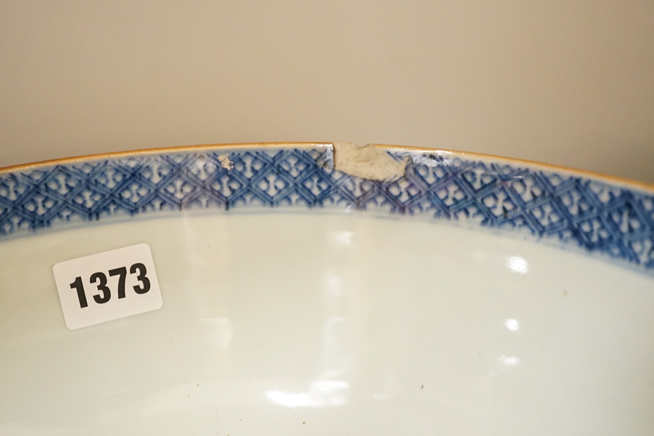 A selection of 18th century blue and white Chinese export bowls and dishes, largest 31cm diameter